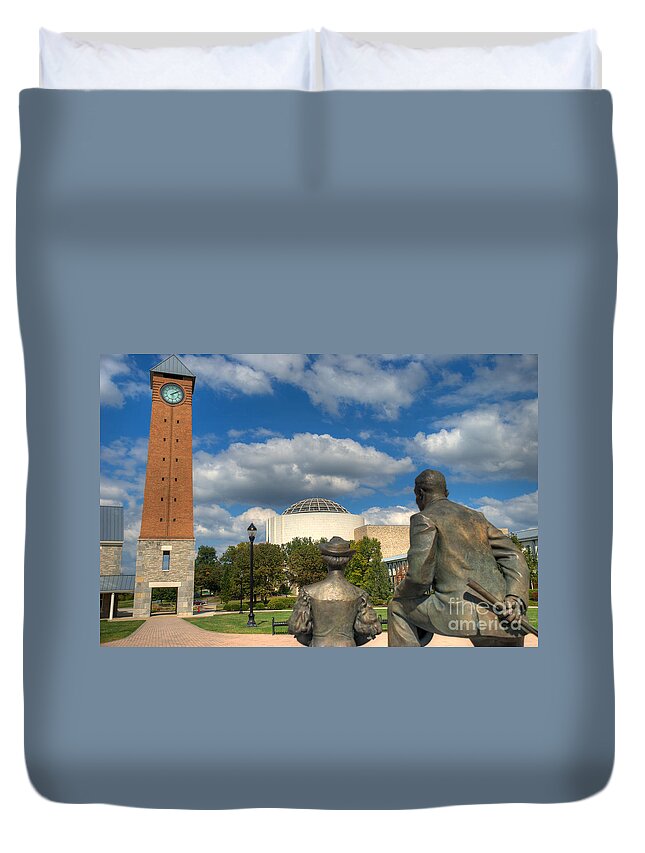 Campus Duvet Cover featuring the photograph Look what they built for us Kitty by Mark Dodd