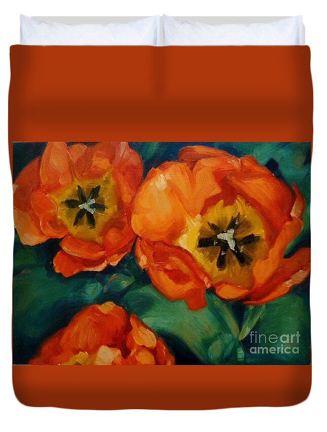 Tulip Duvet Cover featuring the painting Looking Down by K M Pawelec
