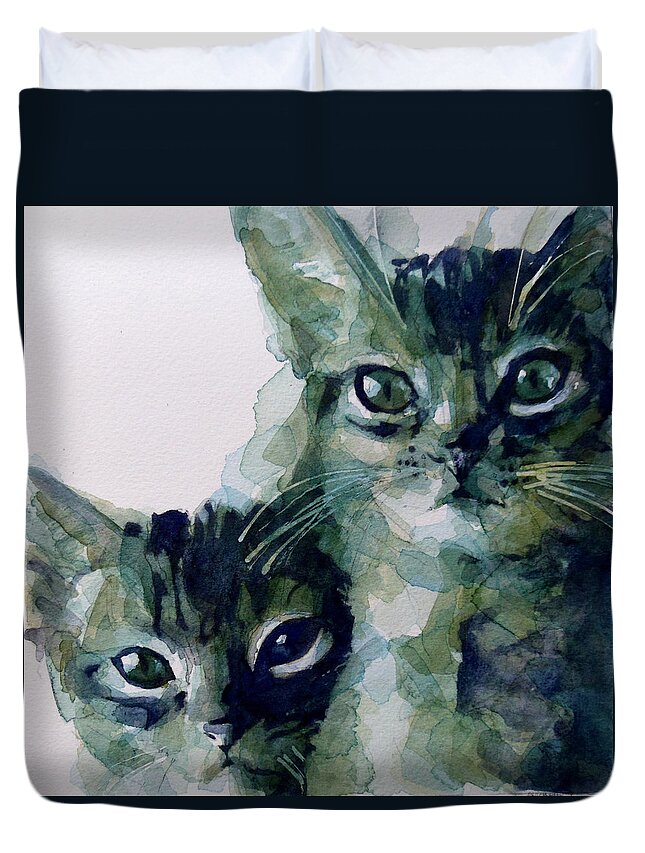 Cats Duvet Cover featuring the painting Looking For A Home by Paul Lovering