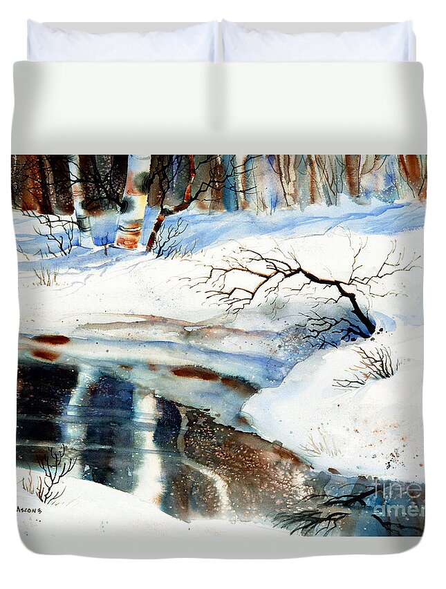 Looking Glass Duvet Cover featuring the painting Looking Glass by Teresa Ascone