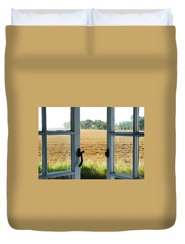 Window Duvet Cover featuring the photograph Looking Through a Window by Chevy Fleet