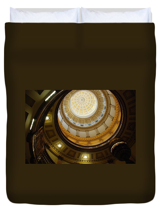 Capitol Duvet Cover featuring the photograph Looking up the Capitol Dome - Denver by Dany Lison