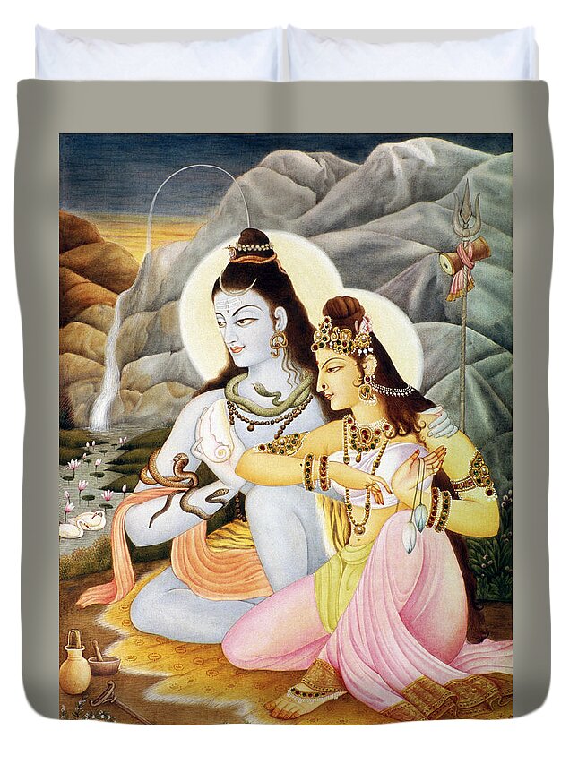 Lord Shiva Parvati Duvet Cover by Dinodia - Fine Art America