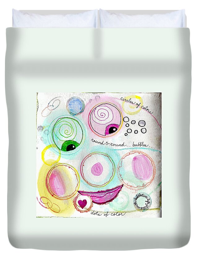 Watercolor Duvet Cover featuring the mixed media Love a Clown by Ruth Dailey