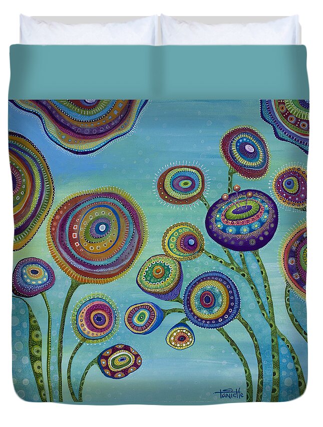 Flower Duvet Cover featuring the painting Love and Light by Tanielle Childers