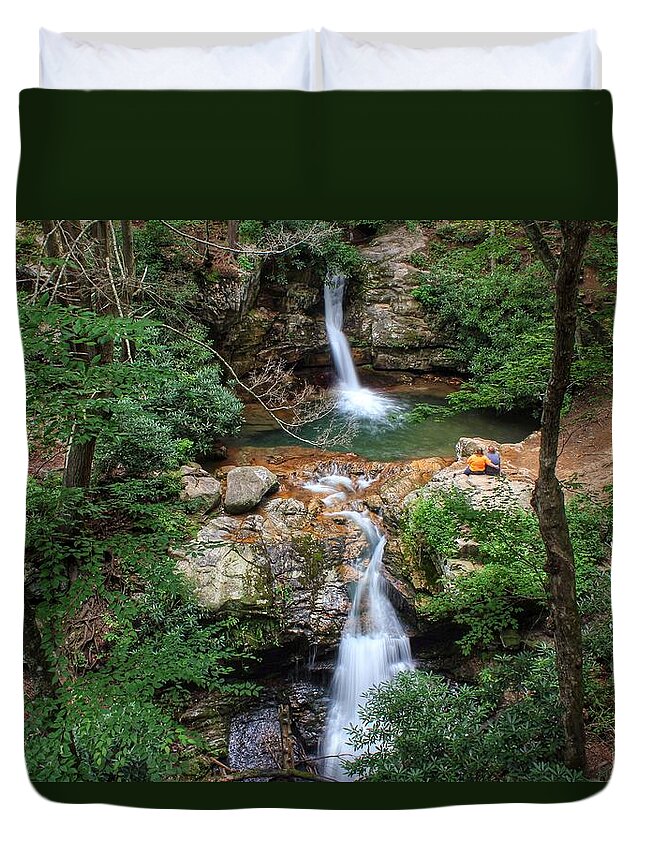 The Blue Hole Duvet Cover featuring the photograph Love at the Blue Hole by Chris Berrier