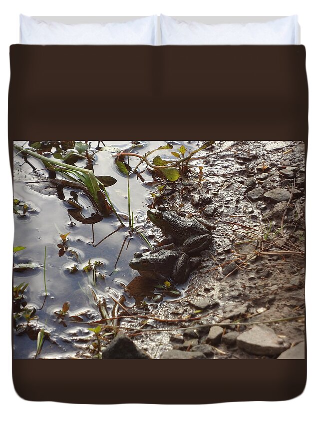 Frog Duvet Cover featuring the photograph Love Frogs by Michael Porchik
