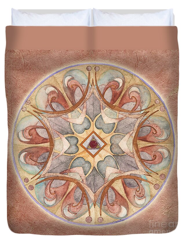 Mandala Art Duvet Cover featuring the painting Love Mandala by Jo Thomas Blaine