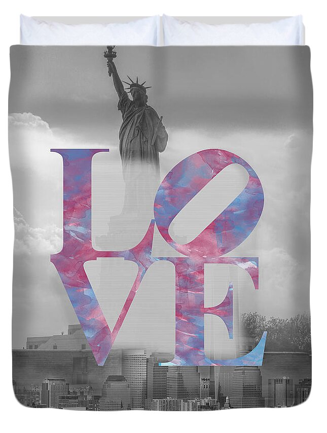 Love Duvet Cover featuring the digital art Love - New York City by Becca Buecher