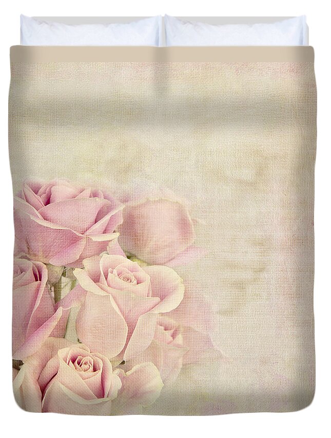 Rose Duvet Cover featuring the photograph Love Waits by Theresa Tahara