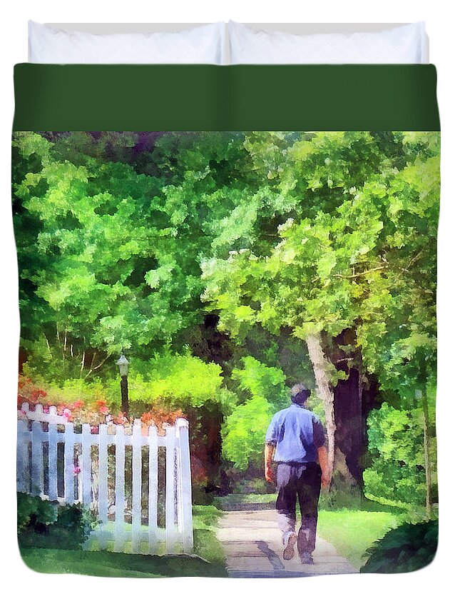 Man Duvet Cover featuring the photograph Lovely Day for a Walk by Susan Savad