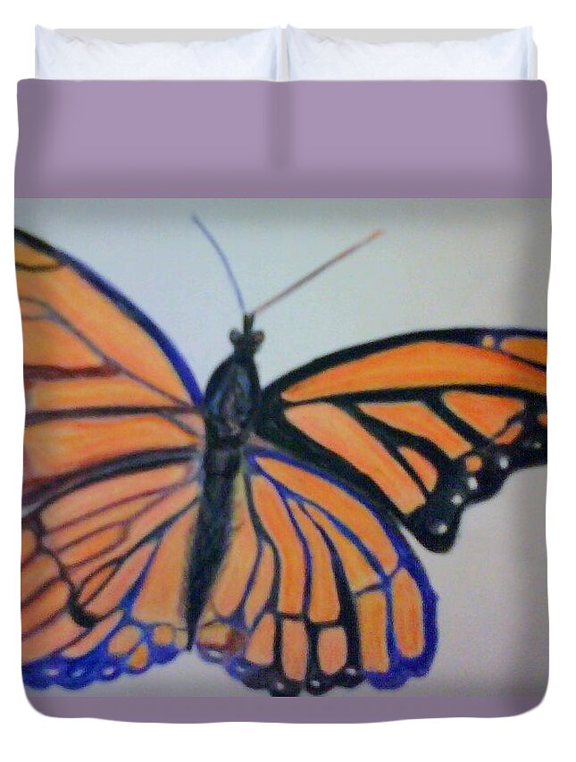 Summer Duvet Cover featuring the mixed media Lovely Summer Monarch by Suzanne Berthier