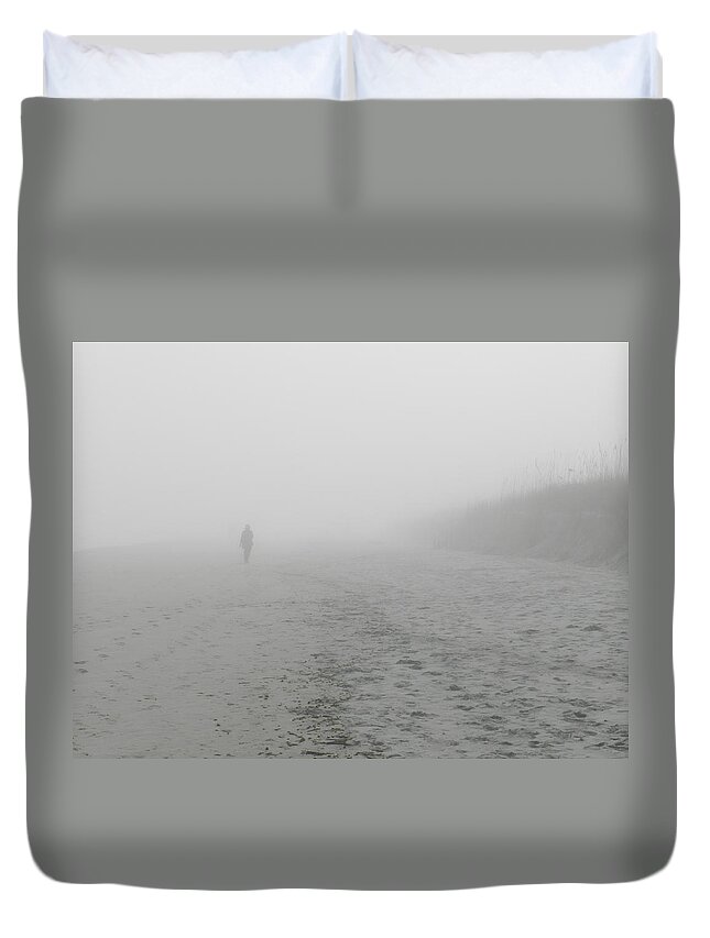 Seashore Duvet Cover featuring the photograph Low Tide Beach Tracks by Deborah Ferree