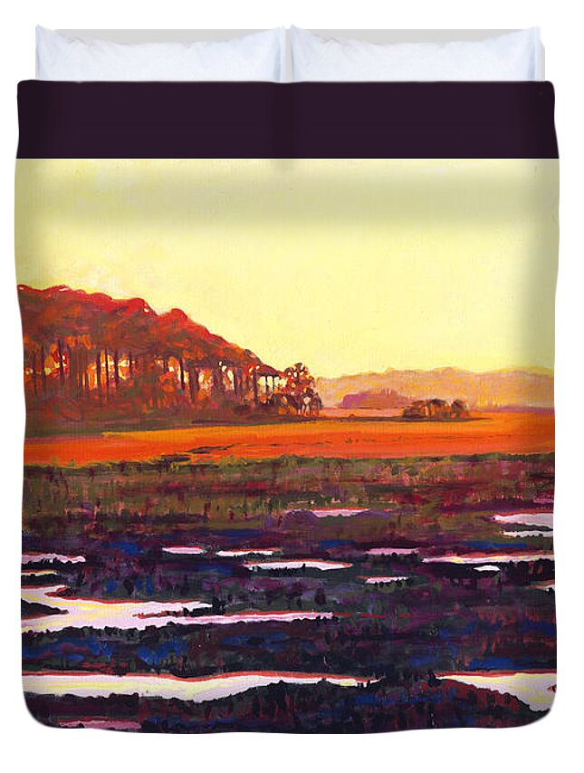 Marsh Duvet Cover featuring the painting Low Tide by David Randall