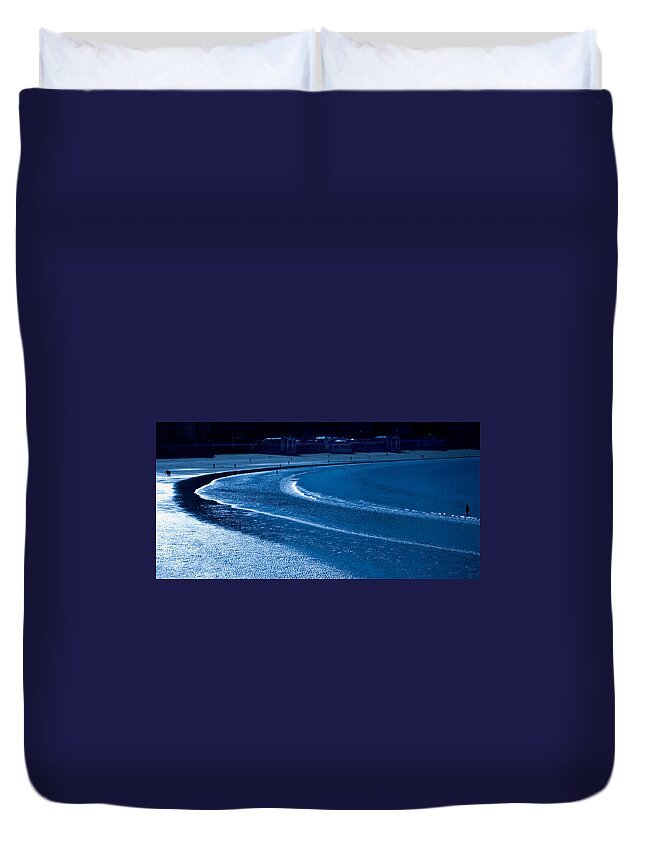 Low Tide Duvet Cover featuring the photograph Low Tide in Blue by Weston Westmoreland