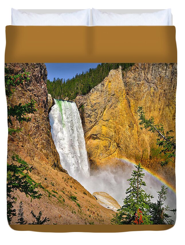 Lower Falls Duvet Cover featuring the photograph Lower Falls From Uncle Toms Trail by Greg Norrell