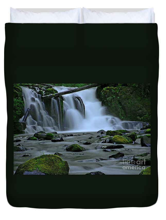  Area Duvet Cover featuring the photograph Lower McDowell Creek Falls by Nick Boren