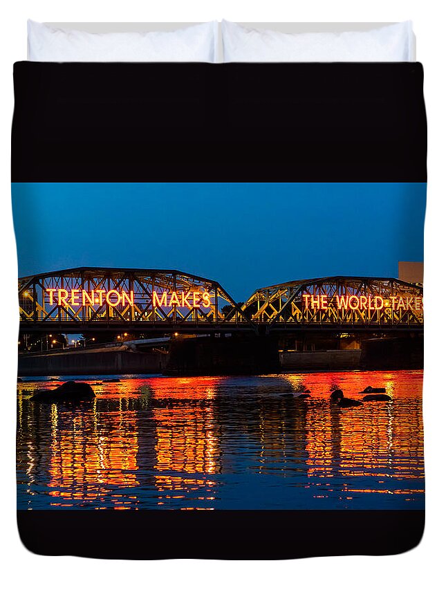 New Jersey Duvet Cover featuring the photograph Lower Trenton Bridge by Louis Dallara