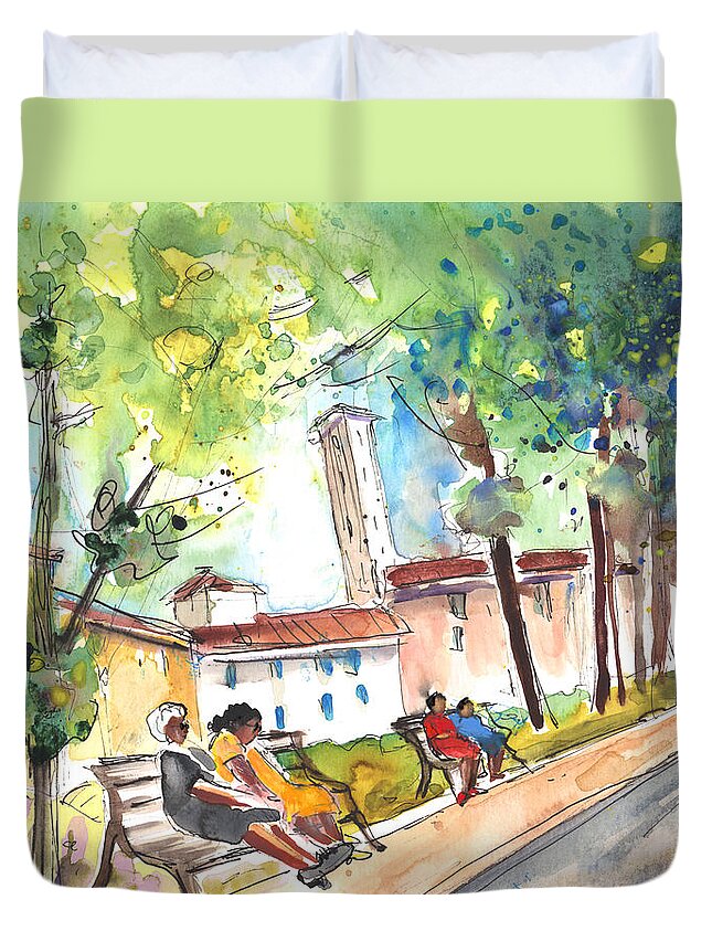 Italy Duvet Cover featuring the painting Lucca in Italy 03 by Miki De Goodaboom