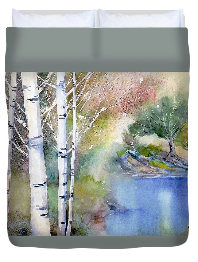Landscape Duvet Cover featuring the painting Lucid by Sean Parnell