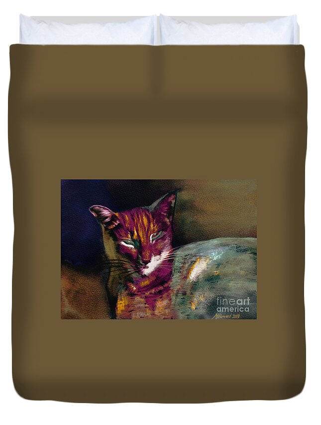 Lucifer Sam Duvet Cover featuring the painting Lucifer Sam by Martin Howard