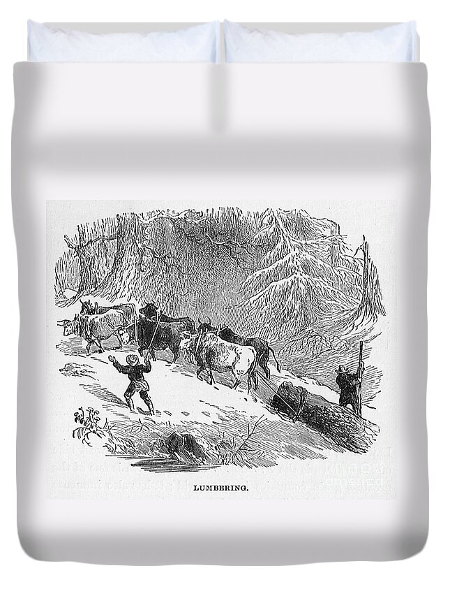 Canada Duvet Cover featuring the drawing Lumbering - 1878 by Art MacKay