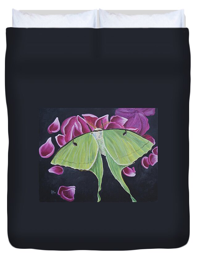 Luna Moth Duvet Cover featuring the painting Luna Moth by Jaime Haney