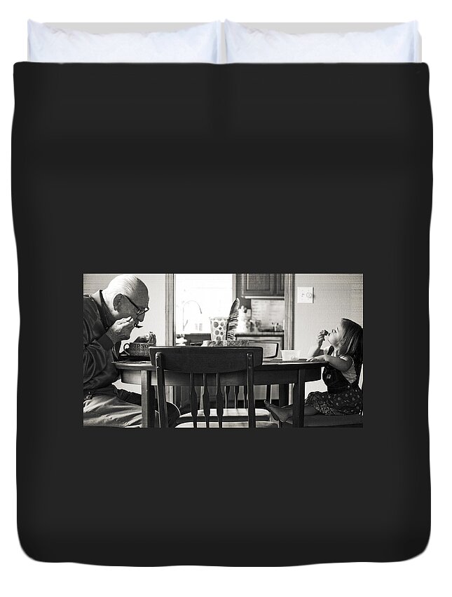 Family Duvet Cover featuring the photograph Lunch Together by Gwyn Newcombe