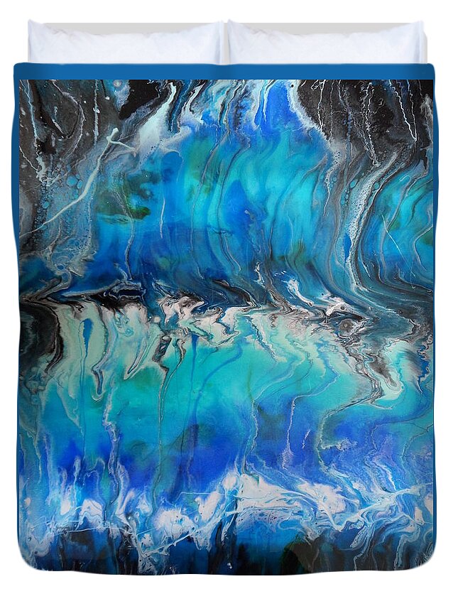 Resin Art Duvet Cover featuring the painting Machinehead by Jane Biven