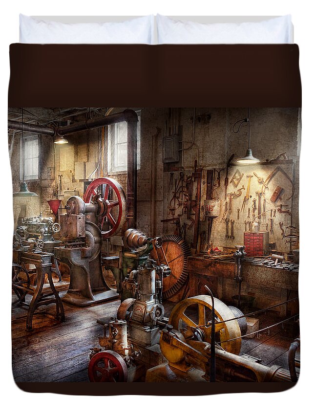Machinist Duvet Cover featuring the photograph Machinist - A room full of memories by Mike Savad