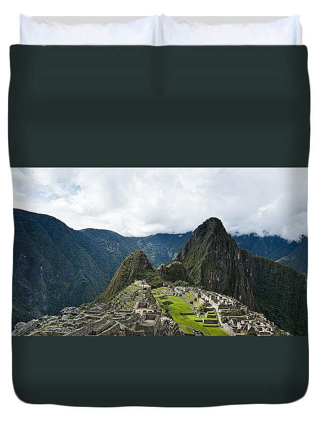 Ancient Duvet Cover featuring the photograph Machu Picchu Panorama by U Schade