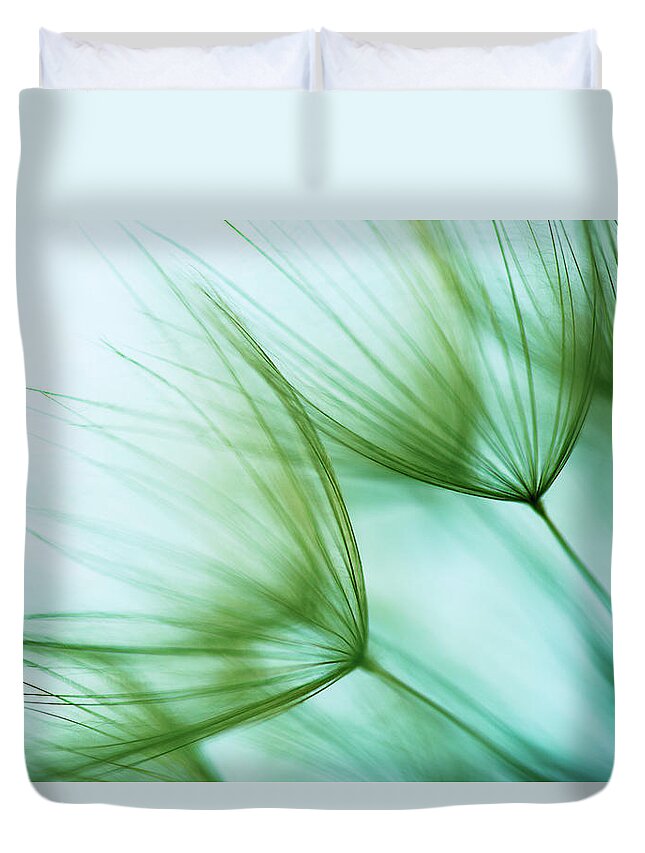Curve Duvet Cover featuring the photograph Macro Dandelion Seed by Jasmina007