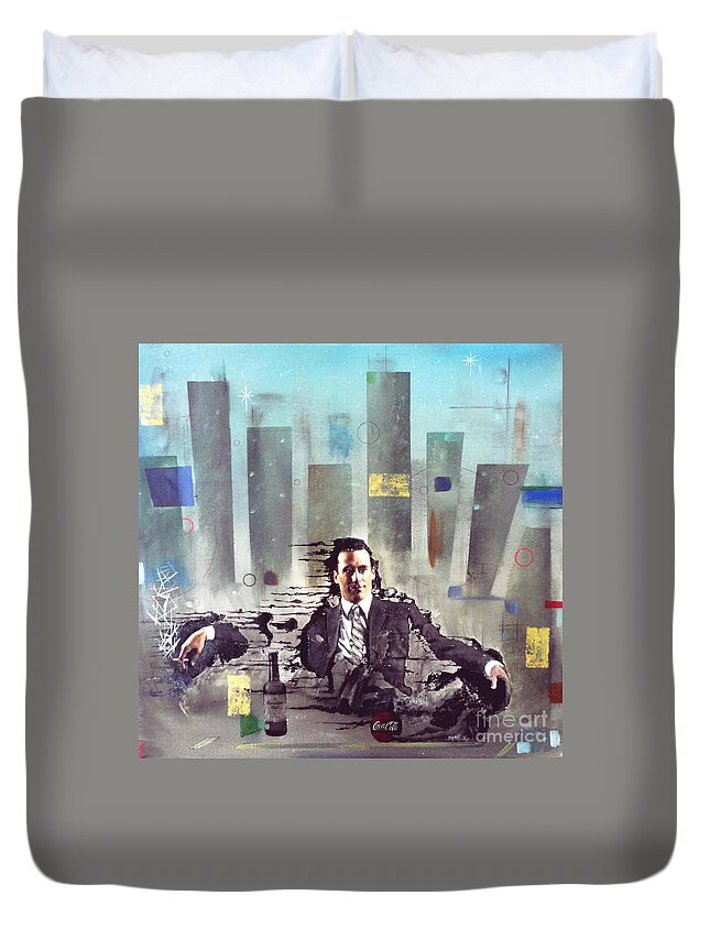 Mad Men Duvet Cover featuring the painting Mad Men Disintegration of Don Draper by John Lyes