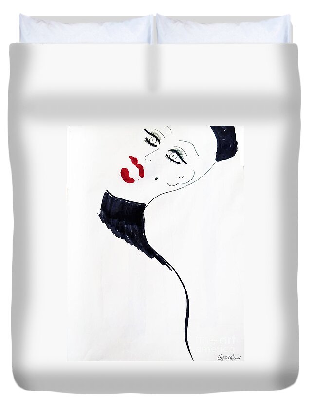 Lgbtq Duvet Cover featuring the drawing Madam by Lyric Lucas