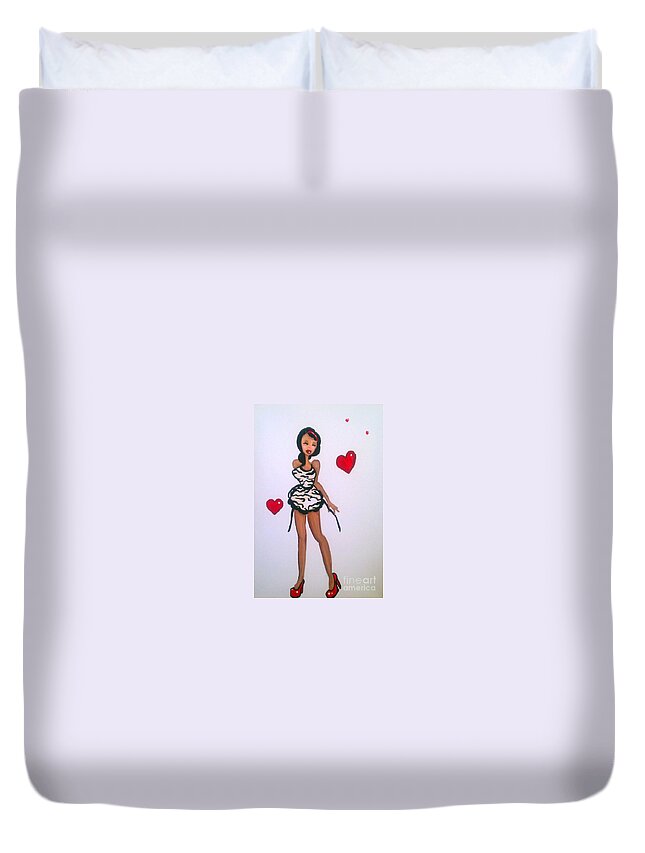 Marisela Mungia Duvet Cover featuring the painting Made withLove by Marisela Mungia