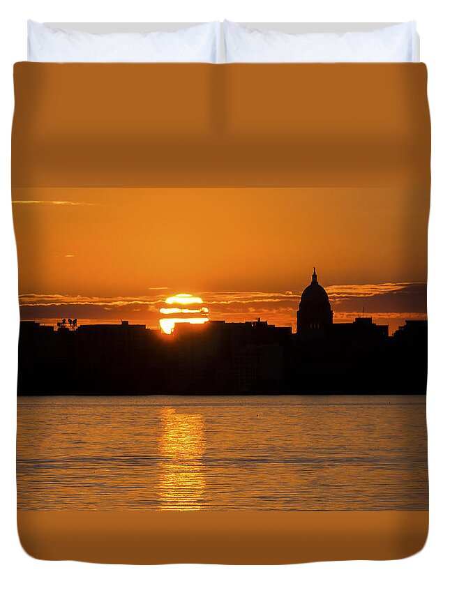 Capitol Duvet Cover featuring the photograph Madison Sunset by Steven Ralser