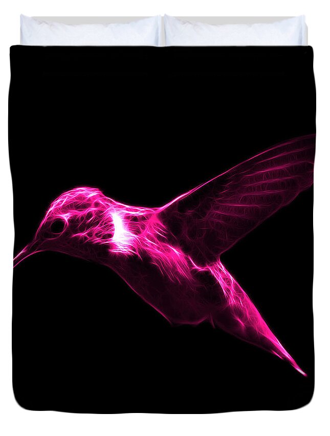 Hummingbird Duvet Cover featuring the digital art Magenta Hummingbird - 2054 F by James Ahn