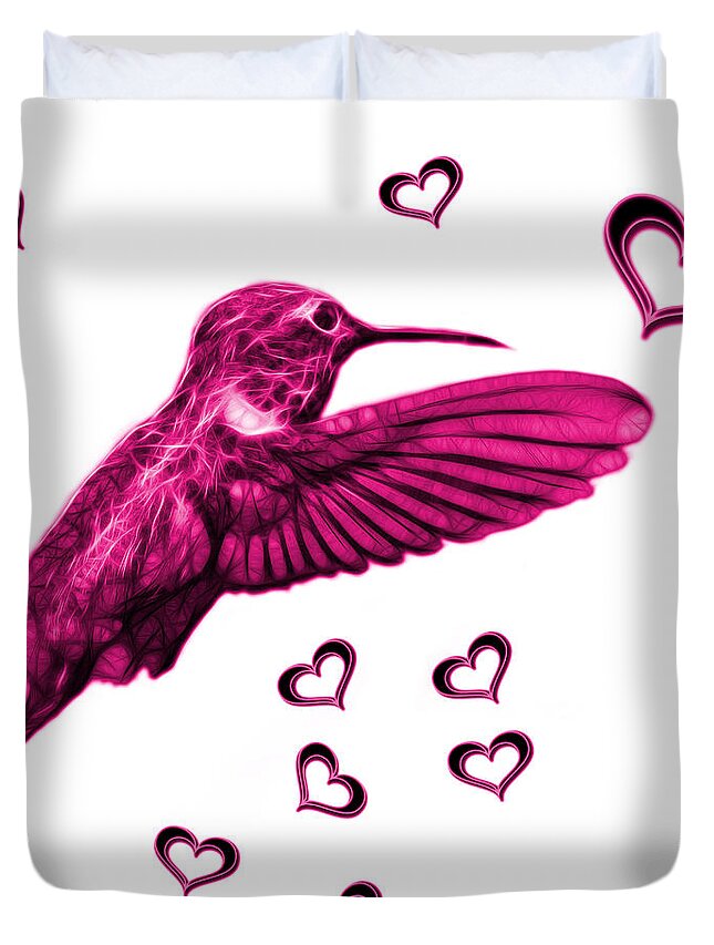 Hummingbird Duvet Cover featuring the digital art Magenta Hummingbird - 2055 F S M by James Ahn