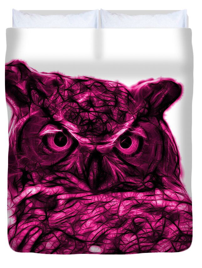 Owl Duvet Cover featuring the digital art Magenta Owl 4436 - F S M by James Ahn