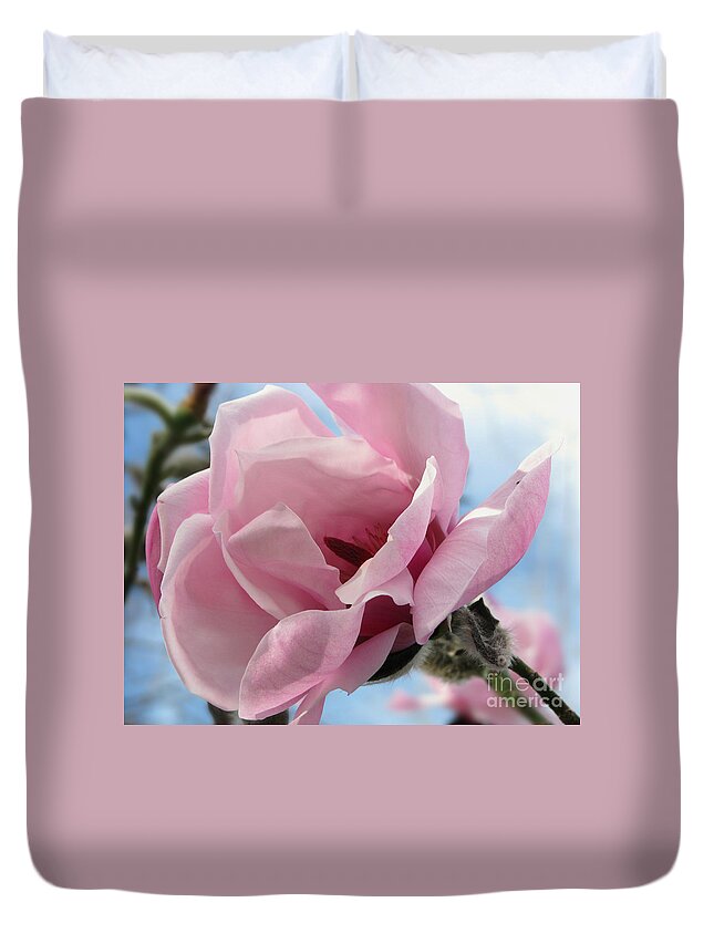Flower Duvet Cover featuring the photograph Magnolia in Spring by Jola Martysz
