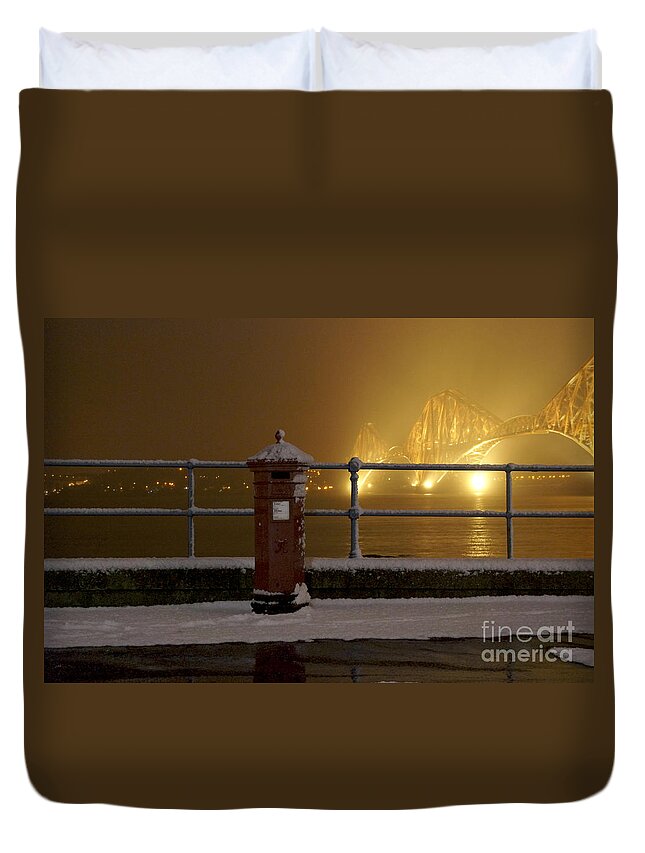 Red Mail Box Duvet Cover featuring the photograph Mail post by Elena Perelman