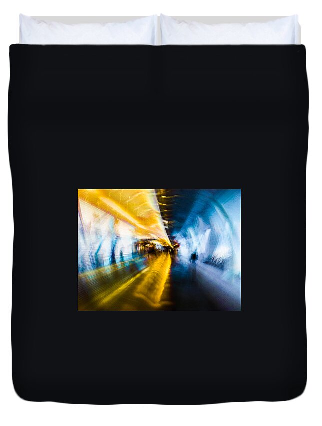 Impressionist Duvet Cover featuring the photograph Main Access Tunnel Nyryx Station by Alex Lapidus