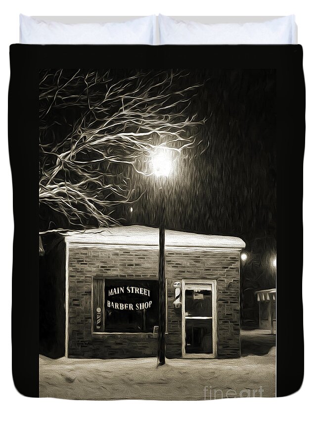 Andee Design Barber Shop Duvet Cover featuring the photograph Main Street Barber Shop by Andee Design