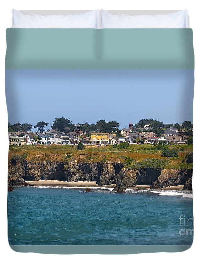 Landscape Duvet Cover featuring the photograph Main Street, Mendocino, California by Ron Sanford