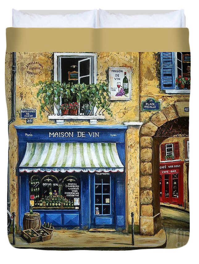 Wine Duvet Cover featuring the painting Maison De Vin by Marilyn Dunlap