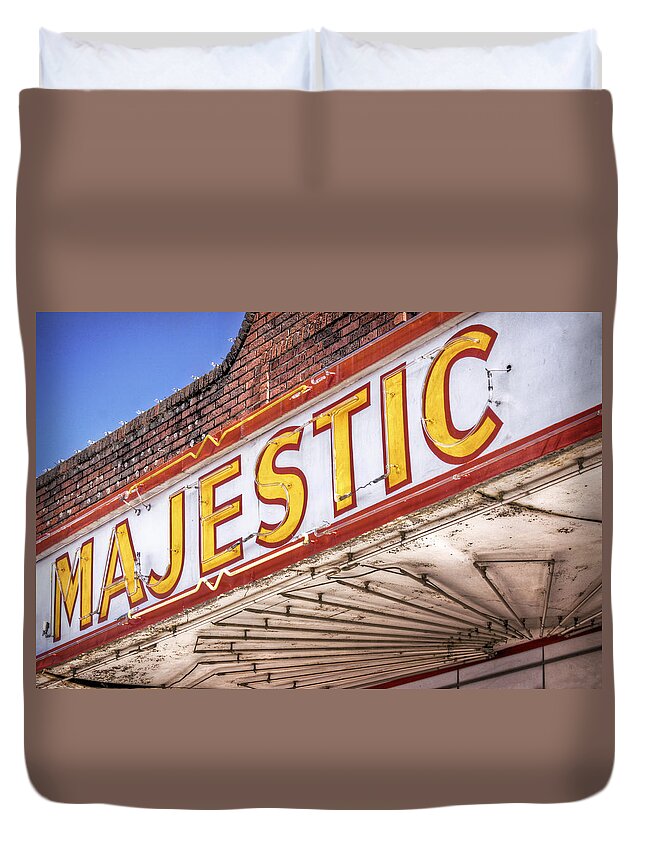 Advertising Duvet Cover featuring the photograph Majestic Neon by David and Carol Kelly
