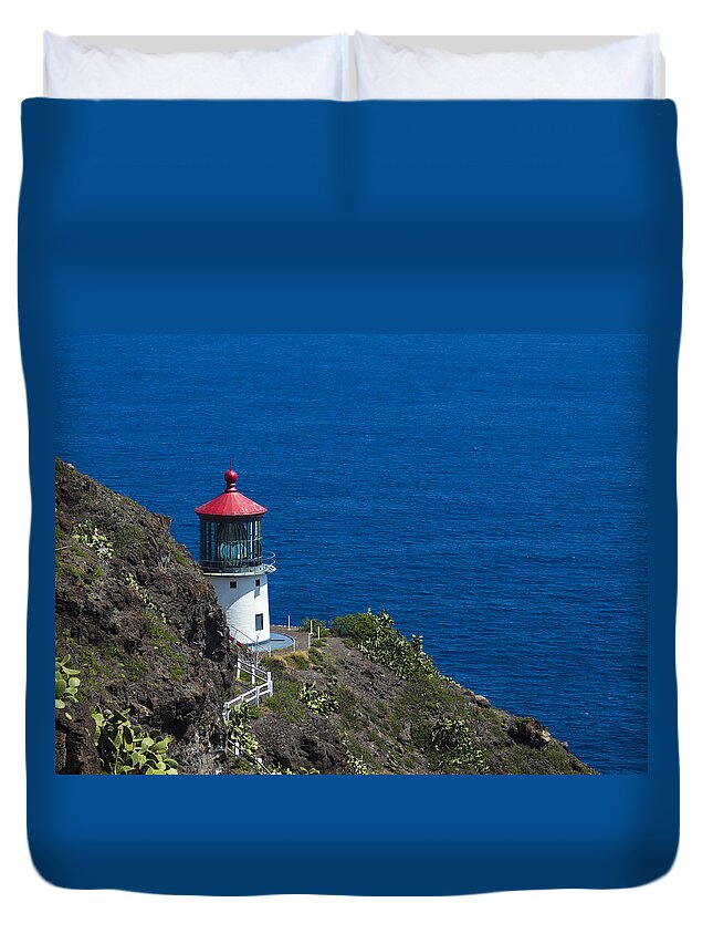 Sea Duvet Cover featuring the photograph Makapuu Lighthouse 1 by Leigh Anne Meeks