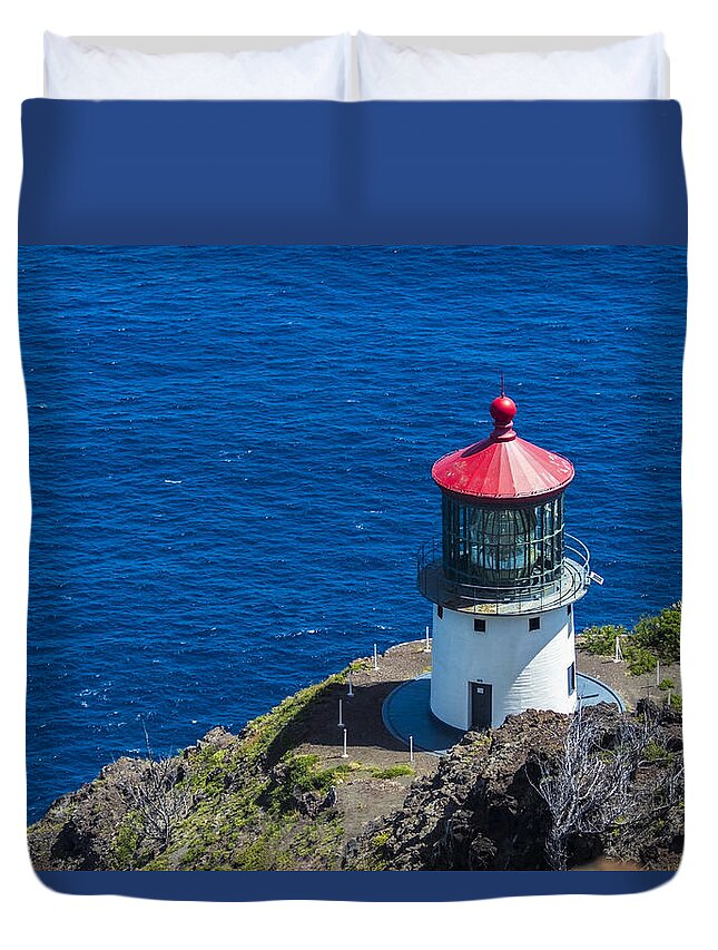 Sea Duvet Cover featuring the photograph Makapuu Lighthouse 3 by Leigh Anne Meeks