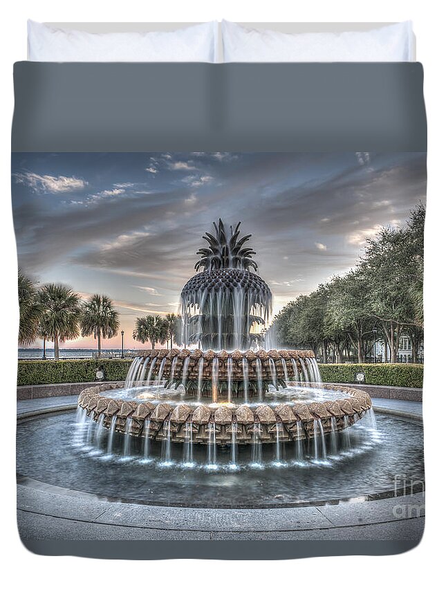 Pineapple Fountain Duvet Cover featuring the photograph Make A Wish by Dale Powell