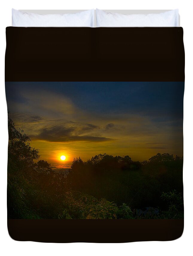 Sun Duvet Cover featuring the photograph Malaysia Sunrise by Bill Cubitt